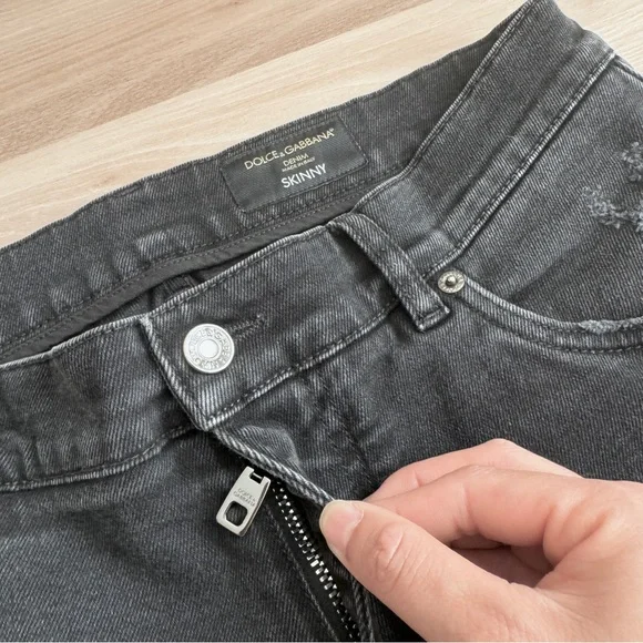 Dolce & Gabbana Black Slim Distressed Jeans